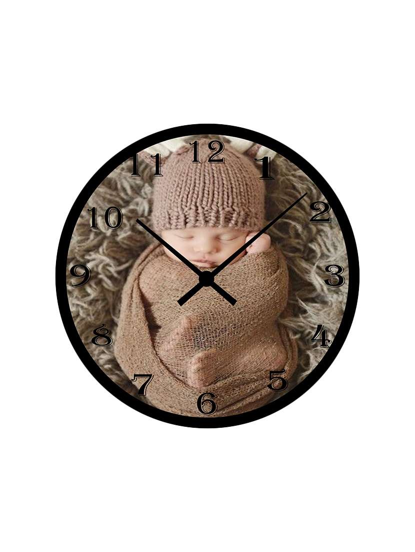 new born baby mdf wood based wall clock   