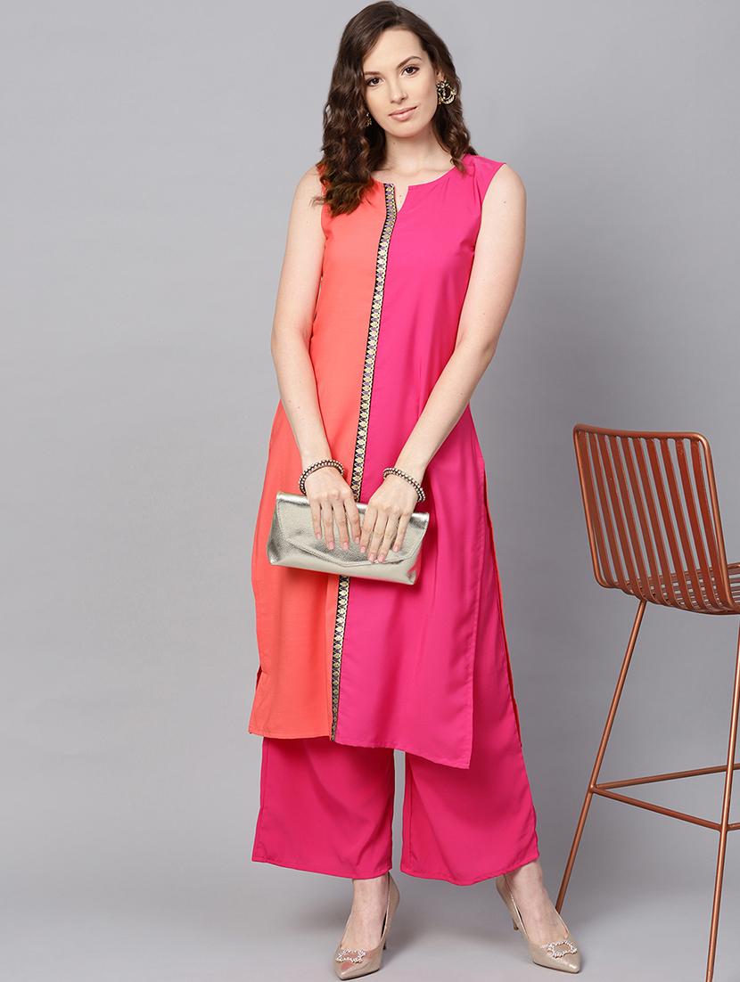 contrast kurta palazzo set - 16720573 - Standard Image - 3