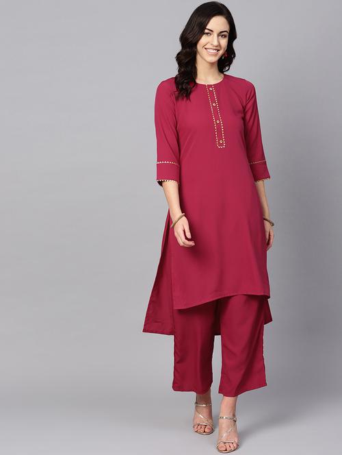 high low kurta palazzo set - 16720580 - Standard Image - 0