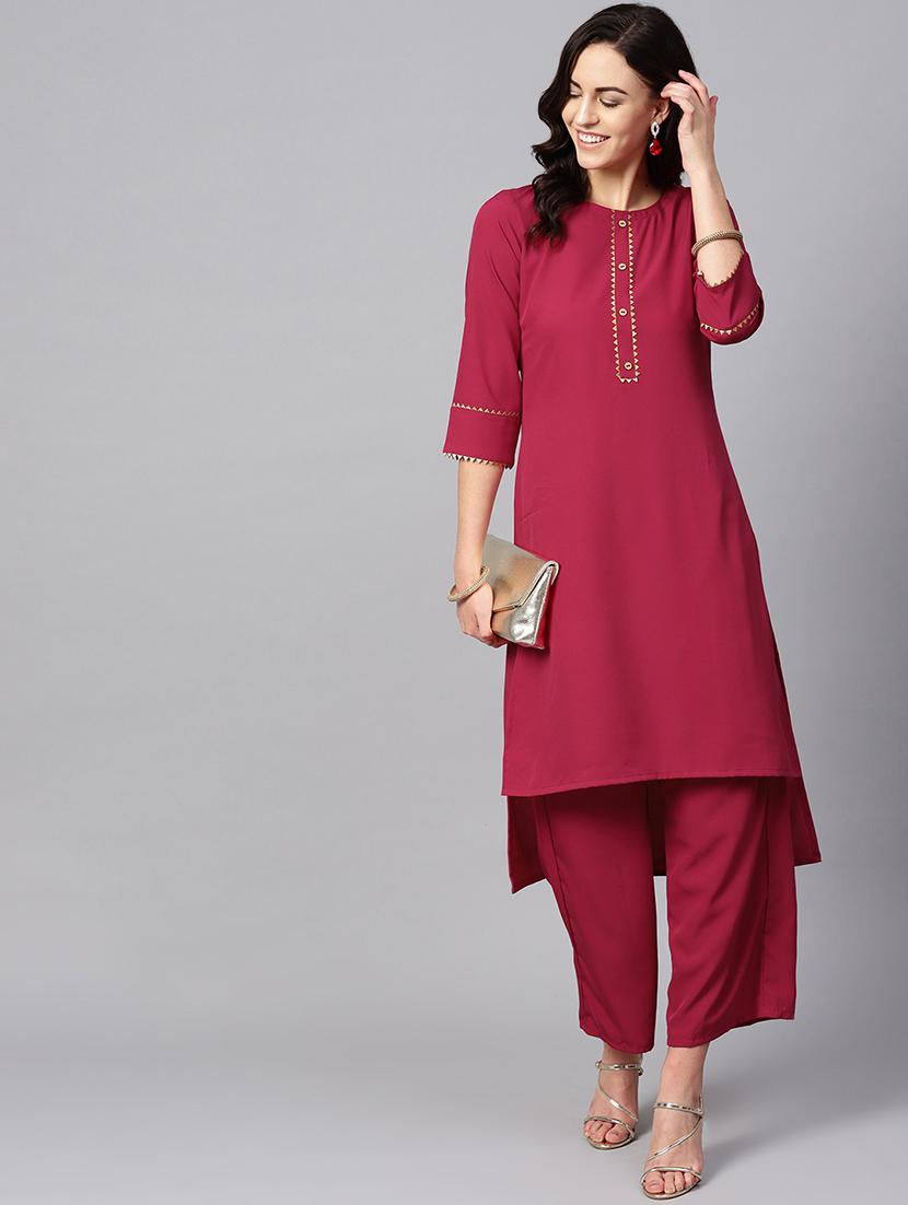 high low kurta palazzo set - 16720580 - Standard Image - 3