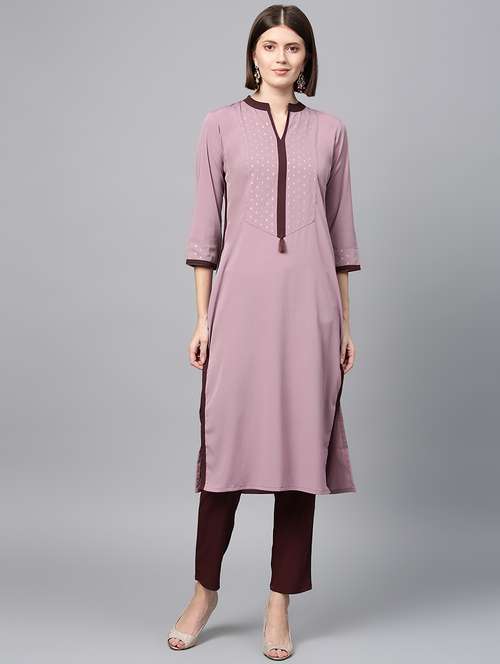 solid kurta pant set - 16720588 - Standard Image - 0