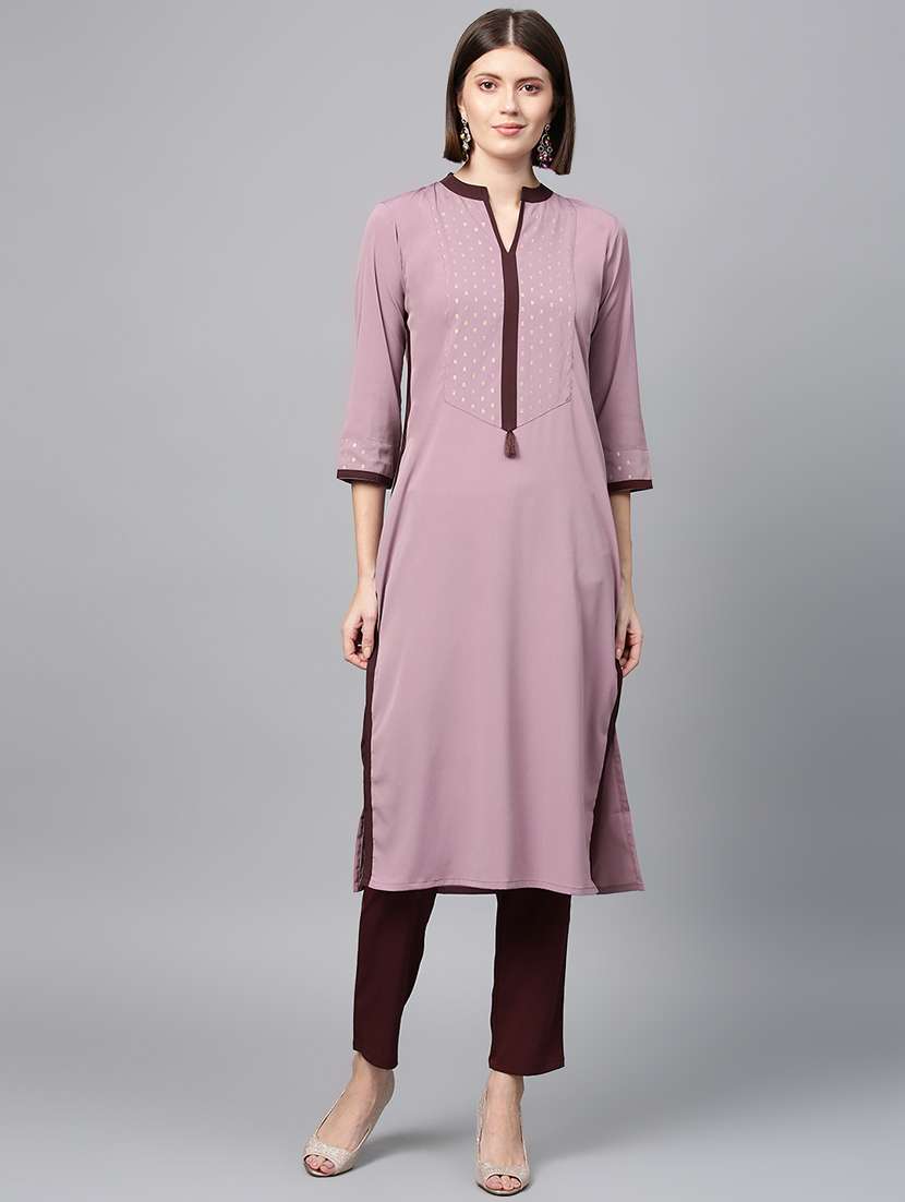 solid kurta pant set - 16720588 - Zoom Image - 0