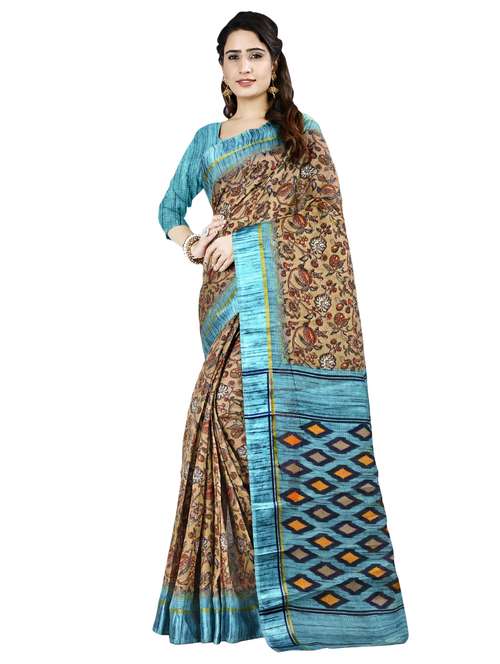 floral printed bordered saree with blouse - 16720634 -  Standard Image - 0