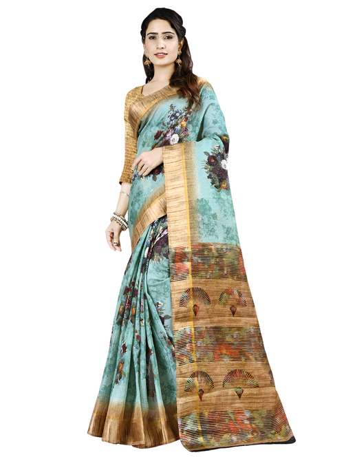floral printed bordered saree with blouse - 16720639 -  Standard Image - 0