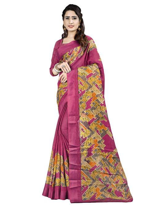 geometric printed bordered saree with blouse - 16720640 - Standard Image - 0