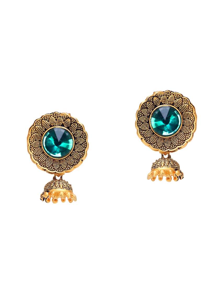 blue metal jhumka earring