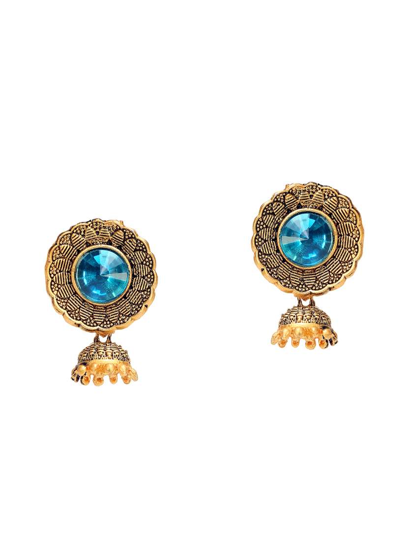 blue metal jhumka earring