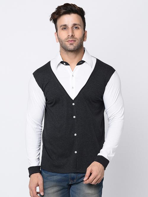 grey color block t-shirt - 16722975 -  Standard Image - 0