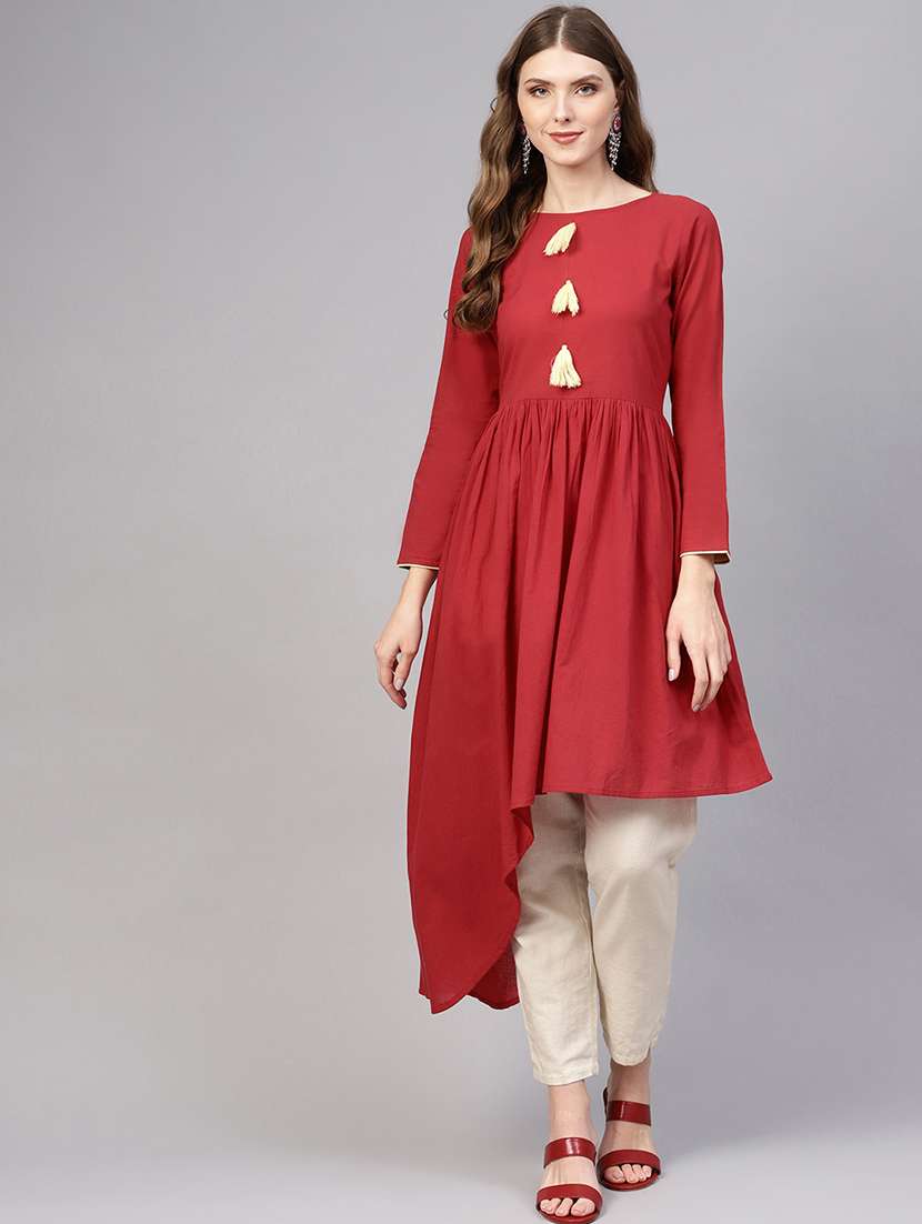 contrast asymmetric kurta