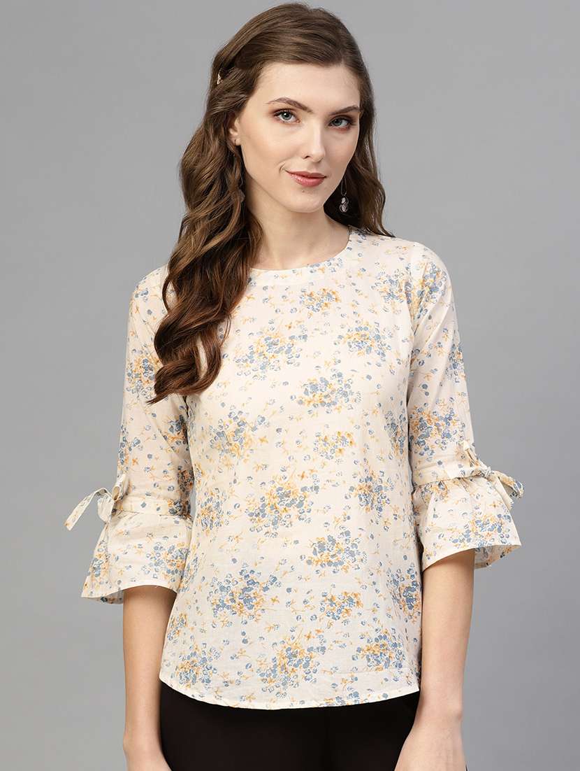 round  neck floral top 