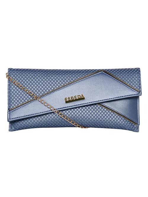 blue leatherette regular clutch - 16723655 - Standard Image - 0