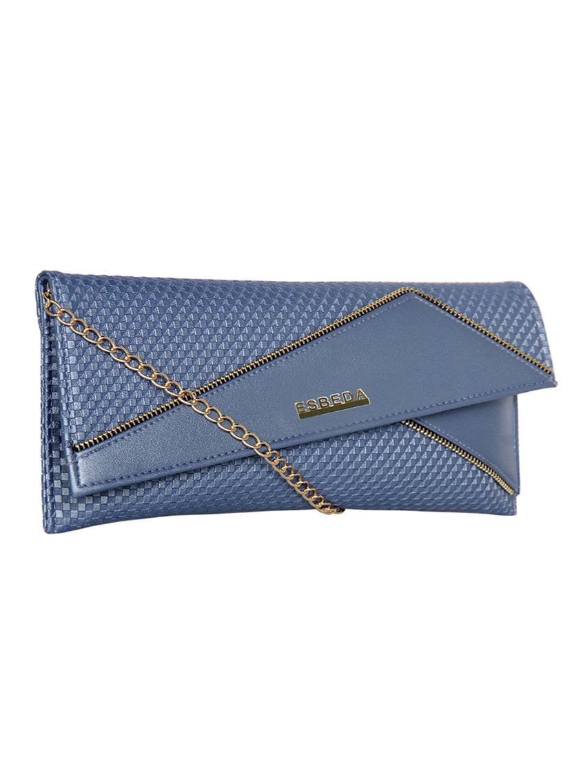 blue leatherette regular clutch - 16723655 - Standard Image - 3