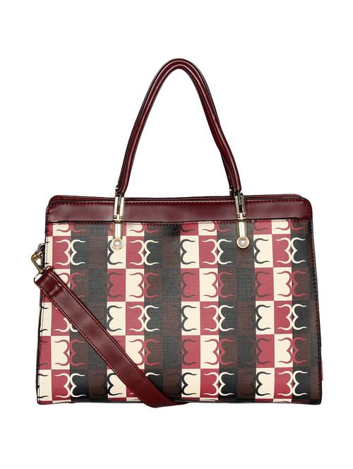 maroon leatherette regular handbag - 16723665 - Standard Image - 0