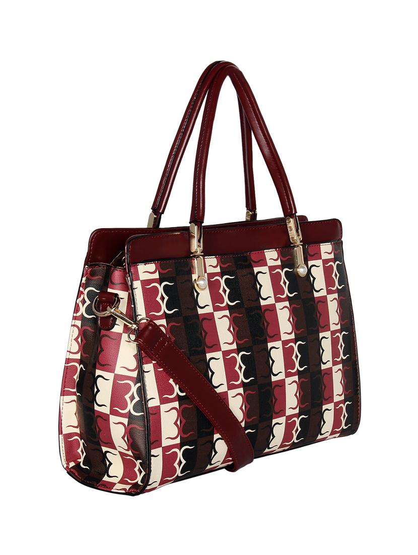 maroon leatherette regular handbag - 16723665 - Standard Image - 3