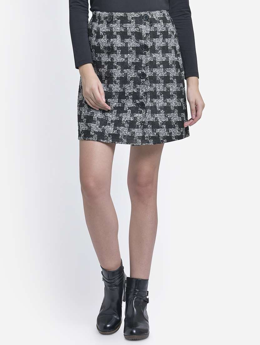 high rise a-line wool skirt