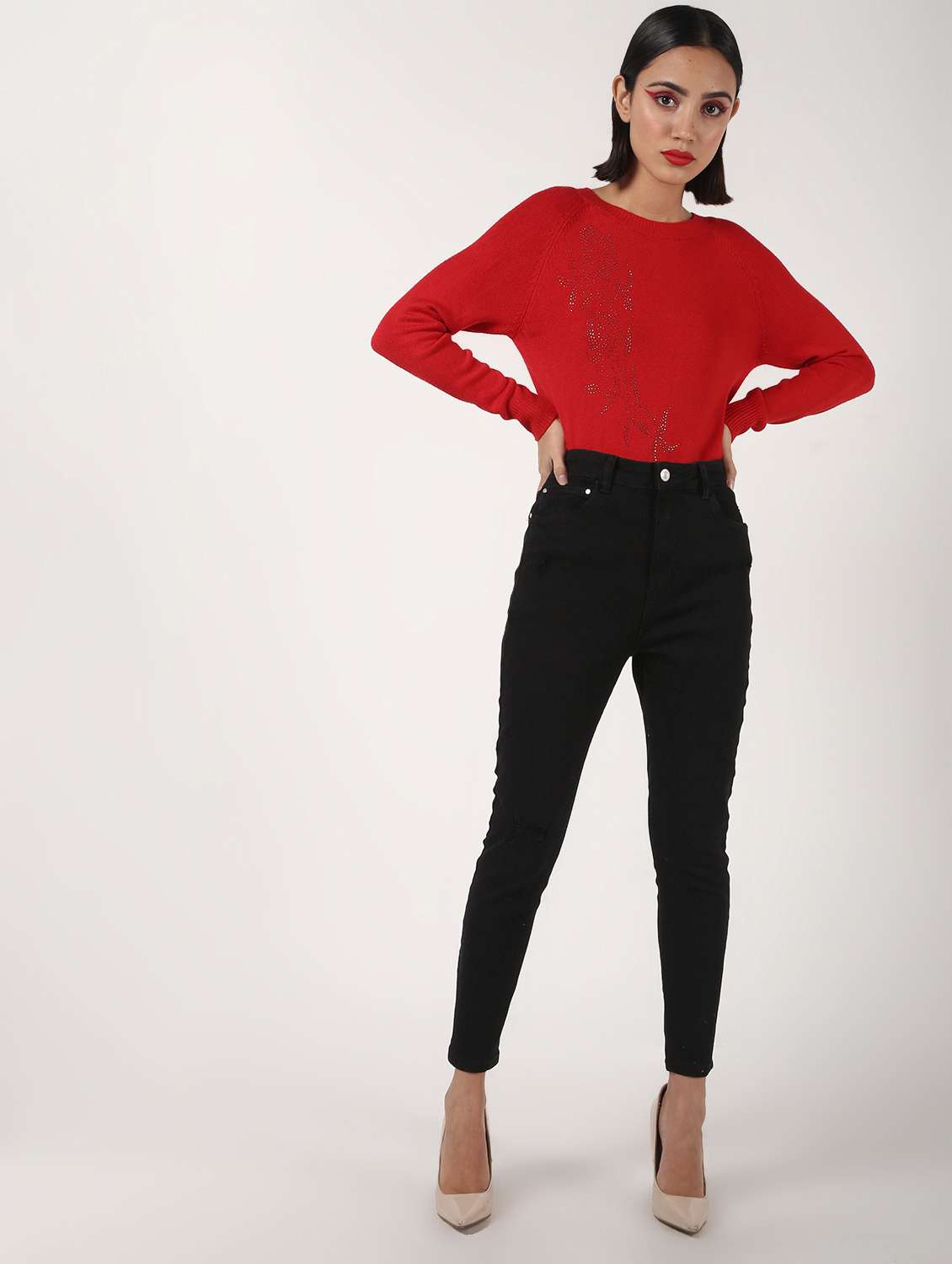 high rise solid jeans  - 16725685 -  Standard Image - 3