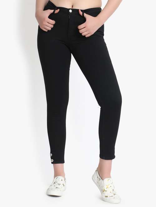 high rise button detail jeans  - 16725689 -  Standard Image - 0