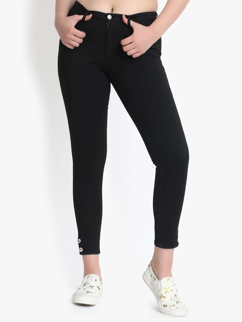 high rise button detail jeans  - 16725689 -  Zoom Image - 0