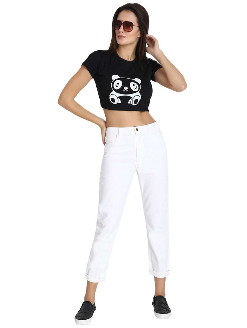 high rise solid jeans - 16725695 - Standard Image - 3