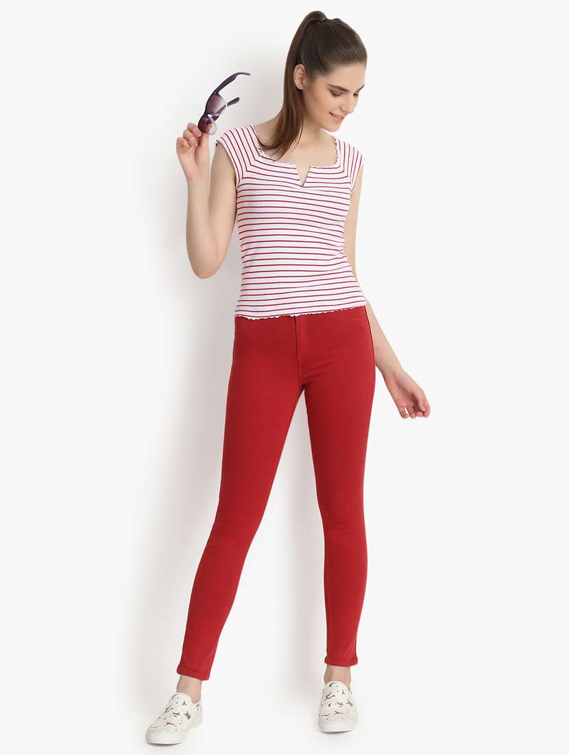 high rise solid jeans  - 16725717 -  Standard Image - 3