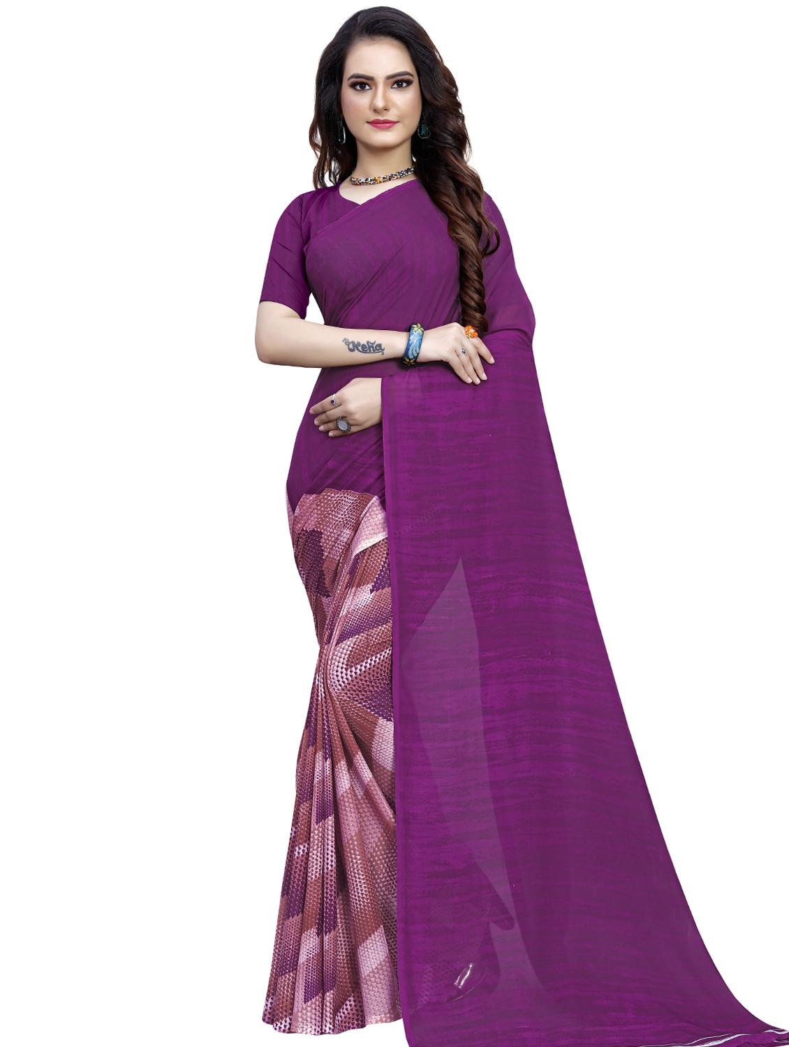 solid half and half saree with blouse - 16725912 - Zoom Image - 0