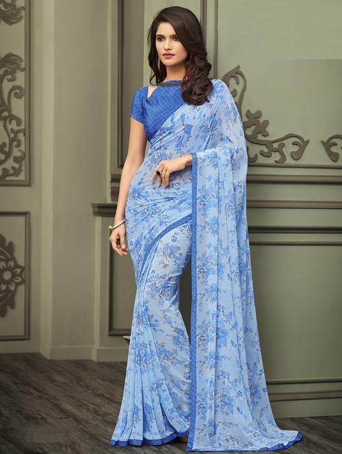 floral printed saree with blouse - 16728470 -  Standard Image - 0