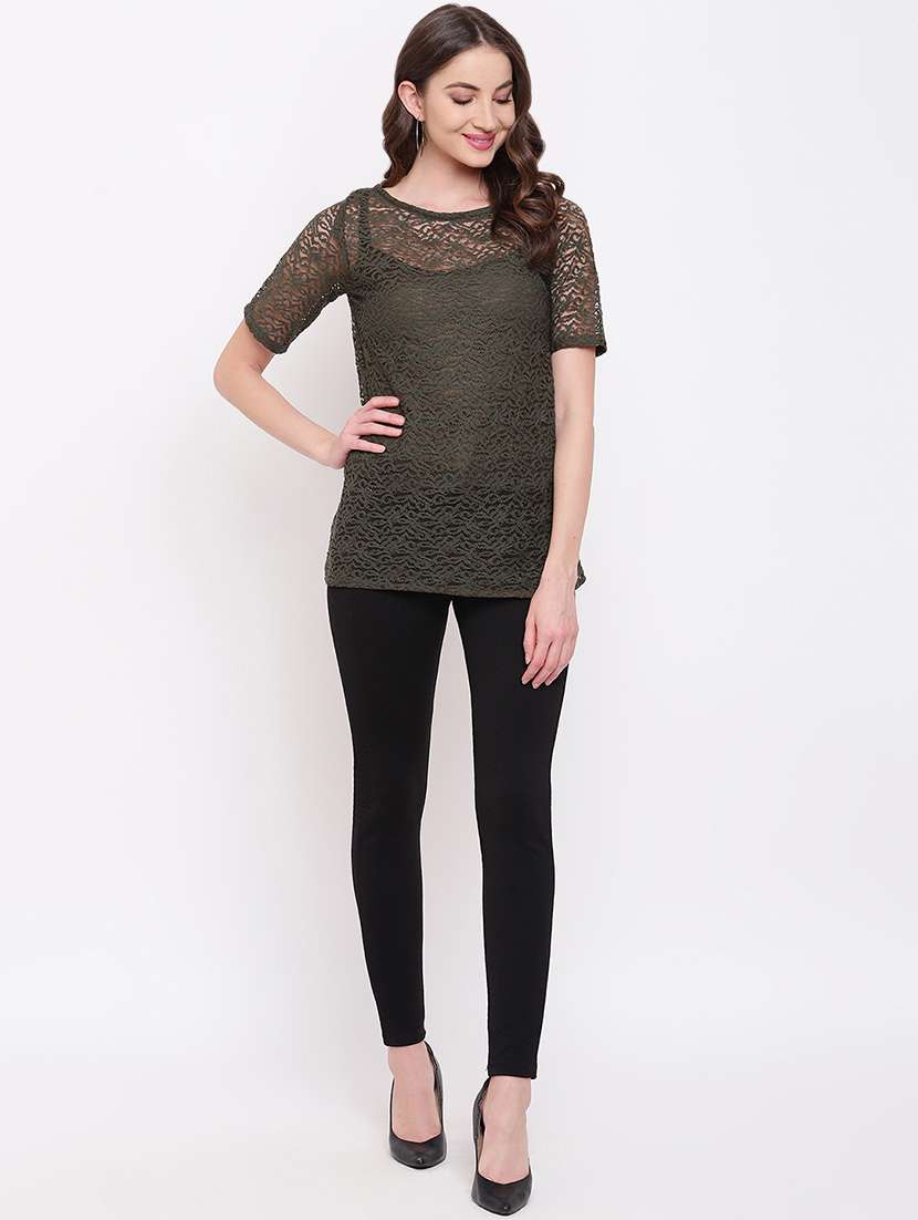 women's straight round neck top - 16730497 - Standard Image - 3