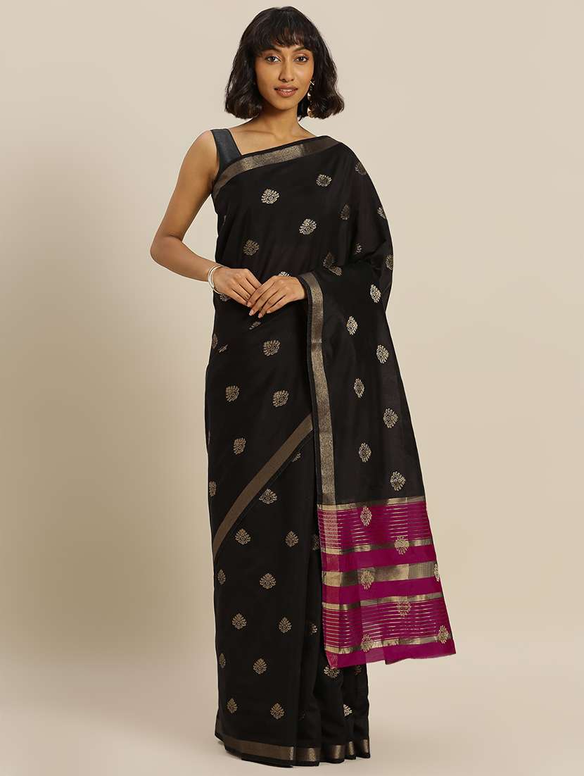 self design woven saree with blouse