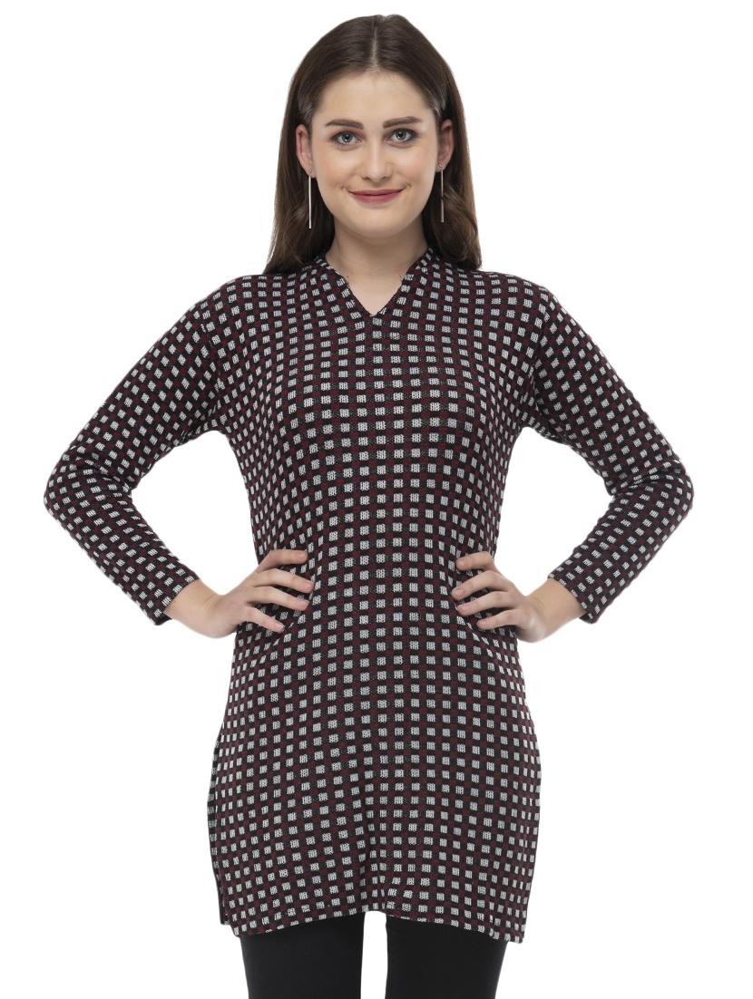 checkered woolen kurti - 16734113 -  Zoom Image - 0