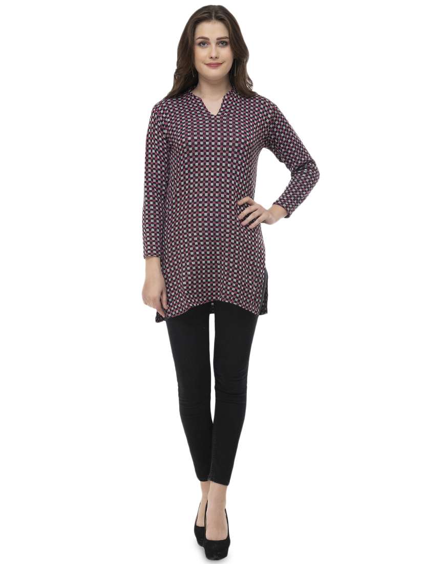 checkered woolen kurti - 16734117 -  Standard Image - 3