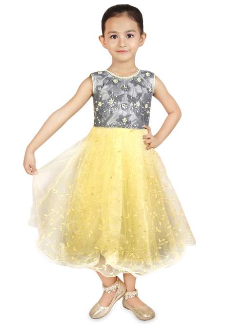 yellow net frock - 16734576 - Standard Image - 0