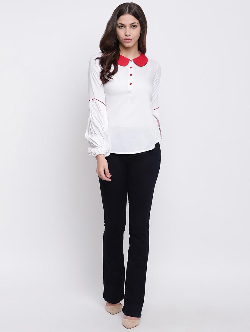 peterpan collar bishop sleeved top - 16736301 - Standard Image - 3