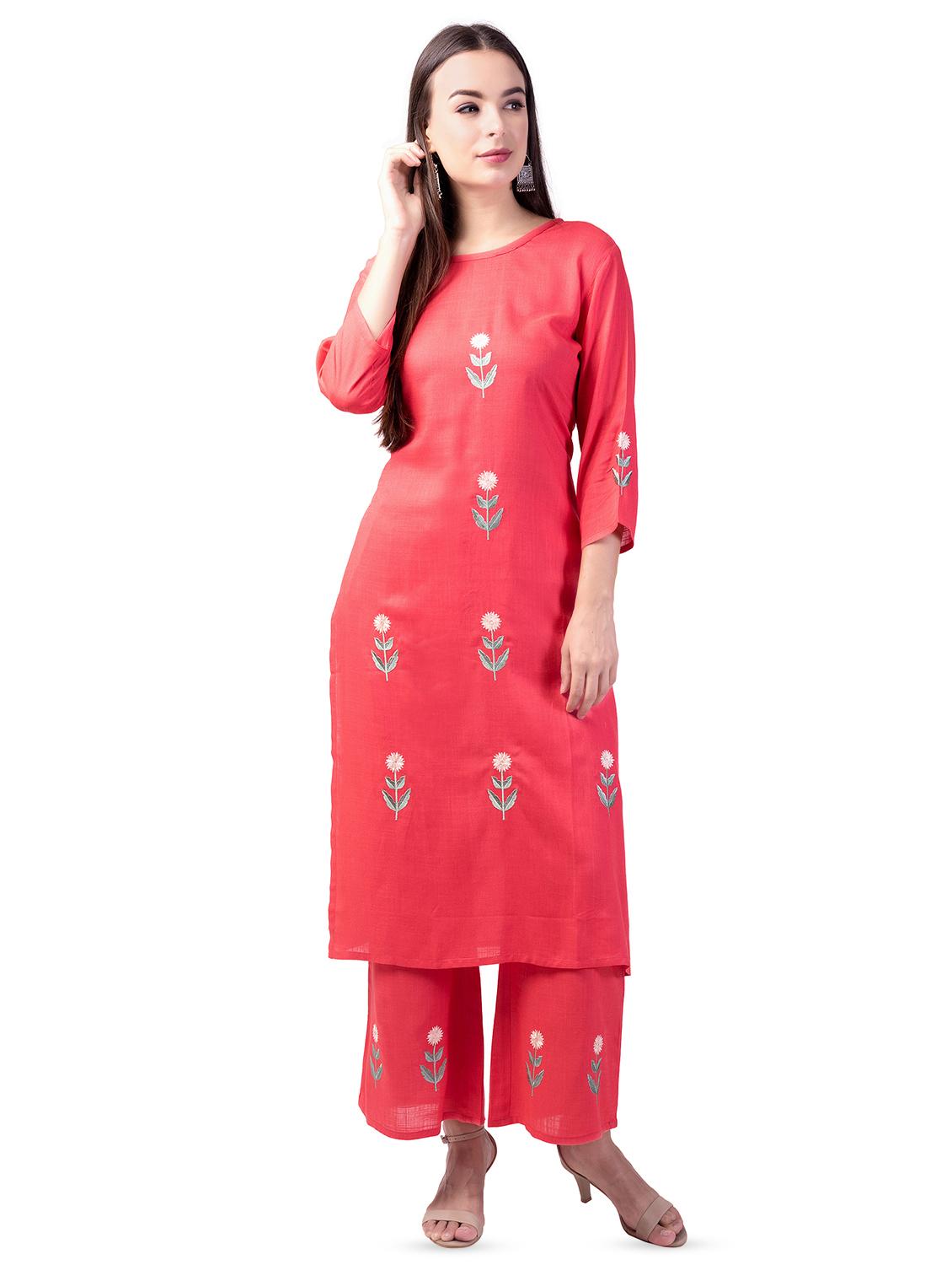 embroidered kurta palazzo set - 16737013 - Zoom Image - 0
