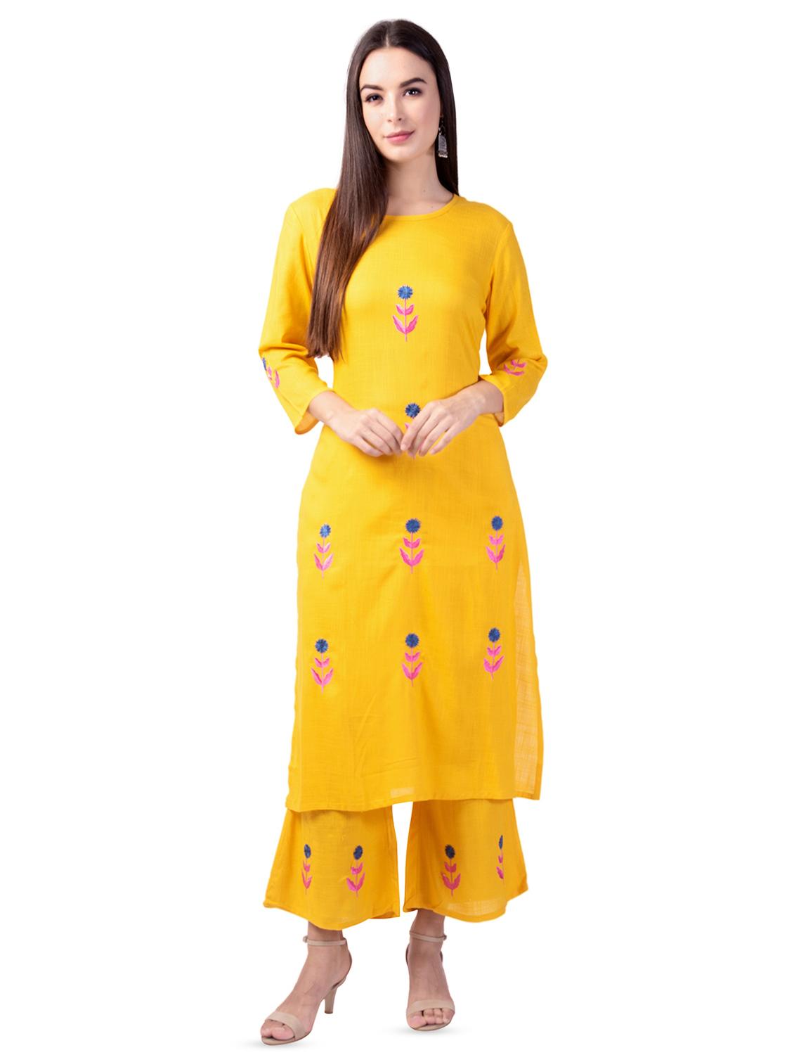 embroidered kurta palazzo set - 16737015 - Zoom Image - 0