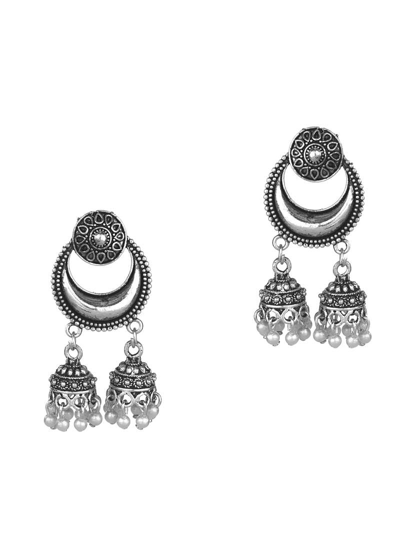 silver metal jhumka earring