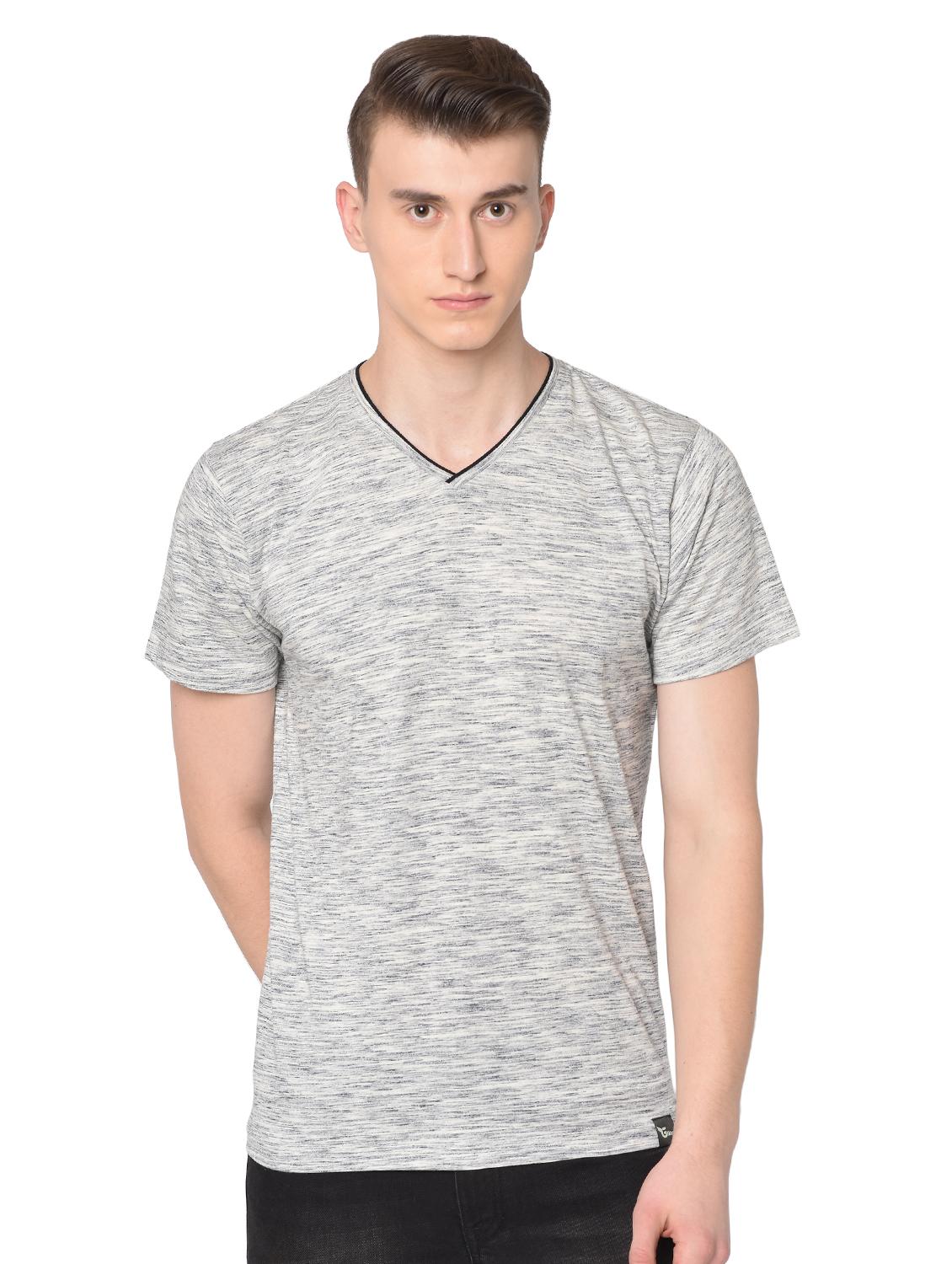 grey self design t-shirt - 16738518 -  Zoom Image - 0