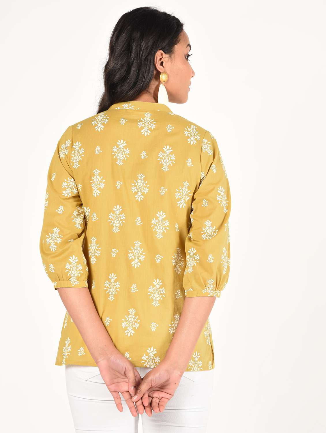 women mustard mandarin straight top - 16738578 -  Standard Image - 3