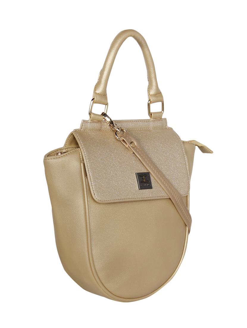 gold leatherette regular handbag - 16738908 - Standard Image - 3