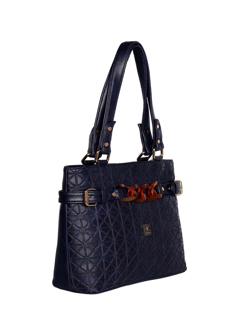 blue leatherette regular handbag - 16738910 - Standard Image - 3