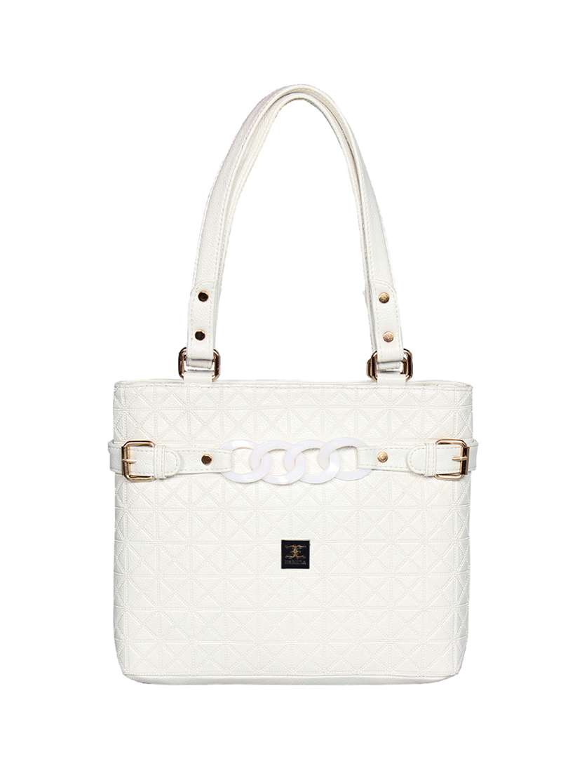 white leatherette regular handbag - 16738912 -  Zoom Image - 0