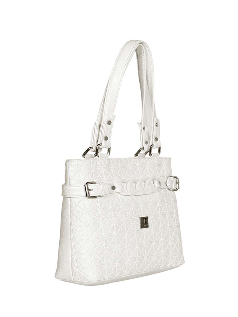 white leatherette regular handbag - 16738912 - Standard Image - 3