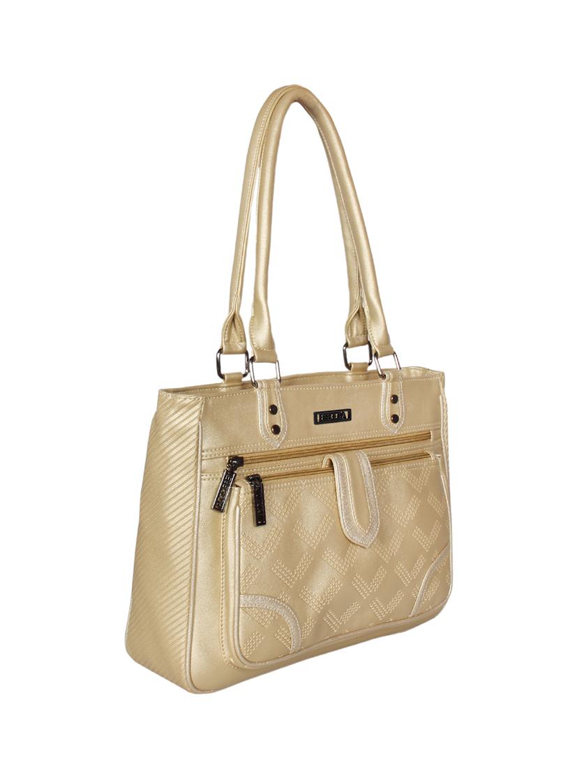 gold leatherette regular handbag - 16738920 - Standard Image - 3