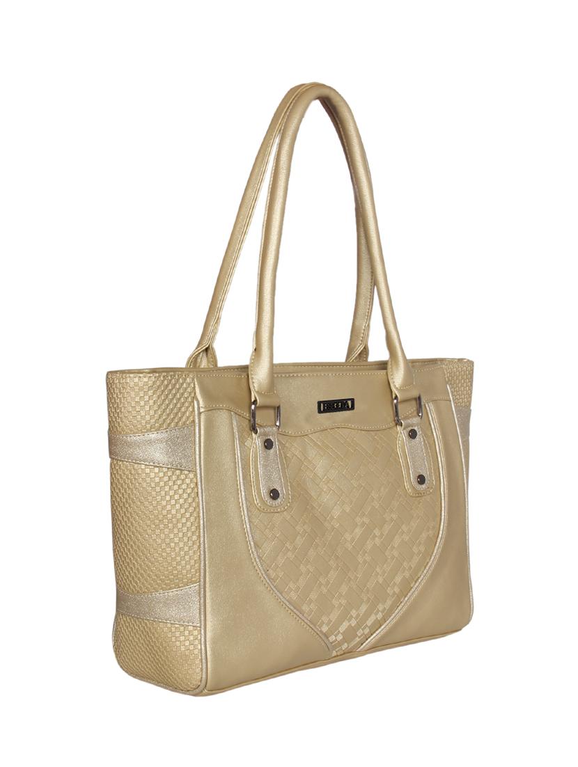 gold leatherette regular handbag - 16738924 - Standard Image - 3