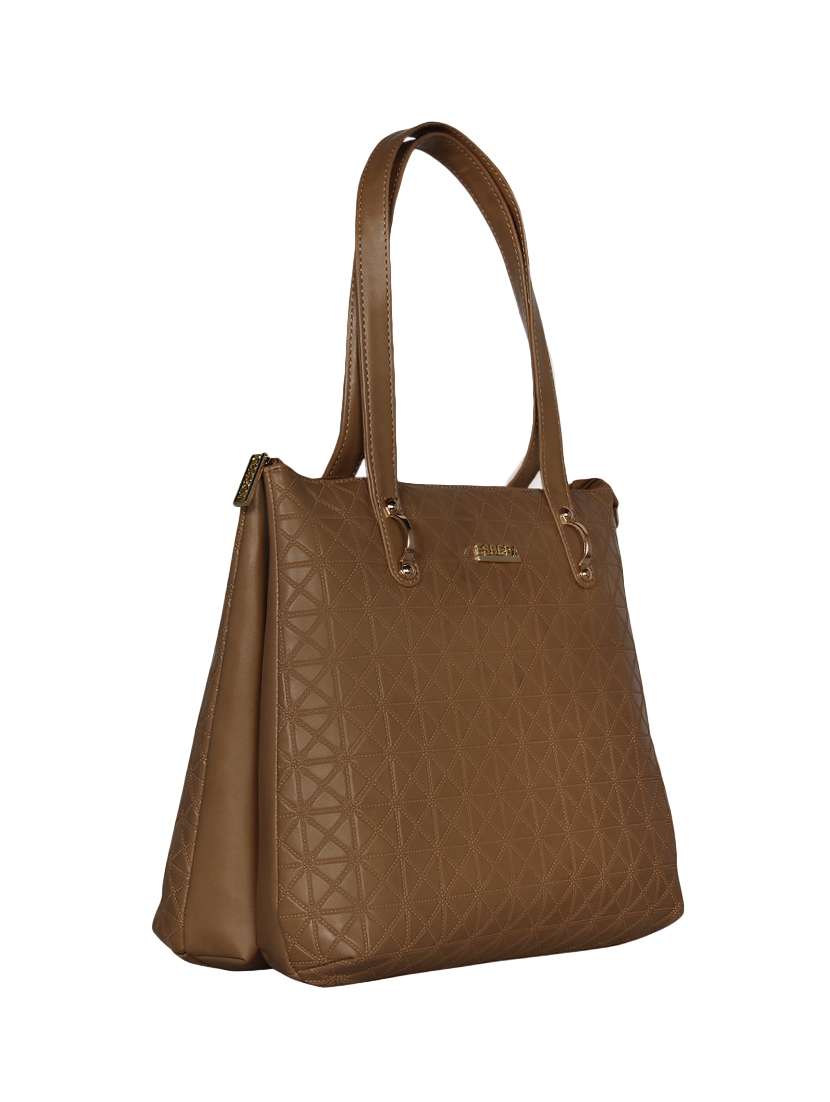 brown leatherette regular handbag - 16738932 - Standard Image - 3