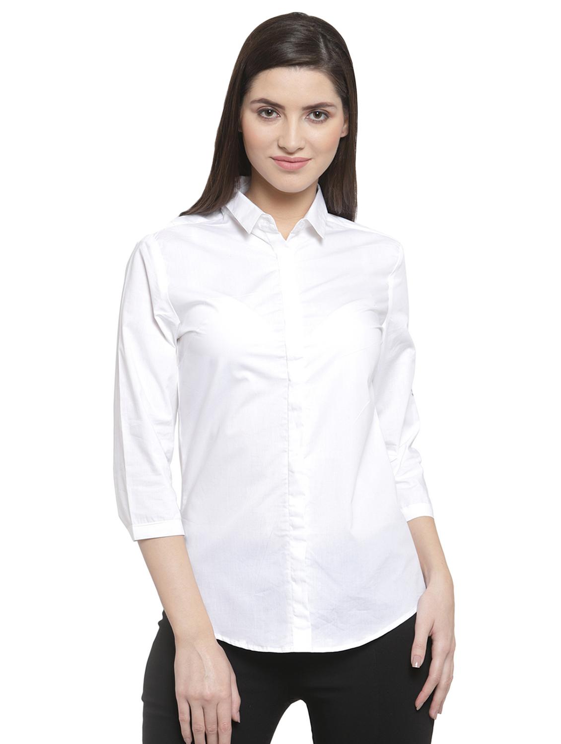 curved hem solid shirt - 16739114 - Zoom Image - 0