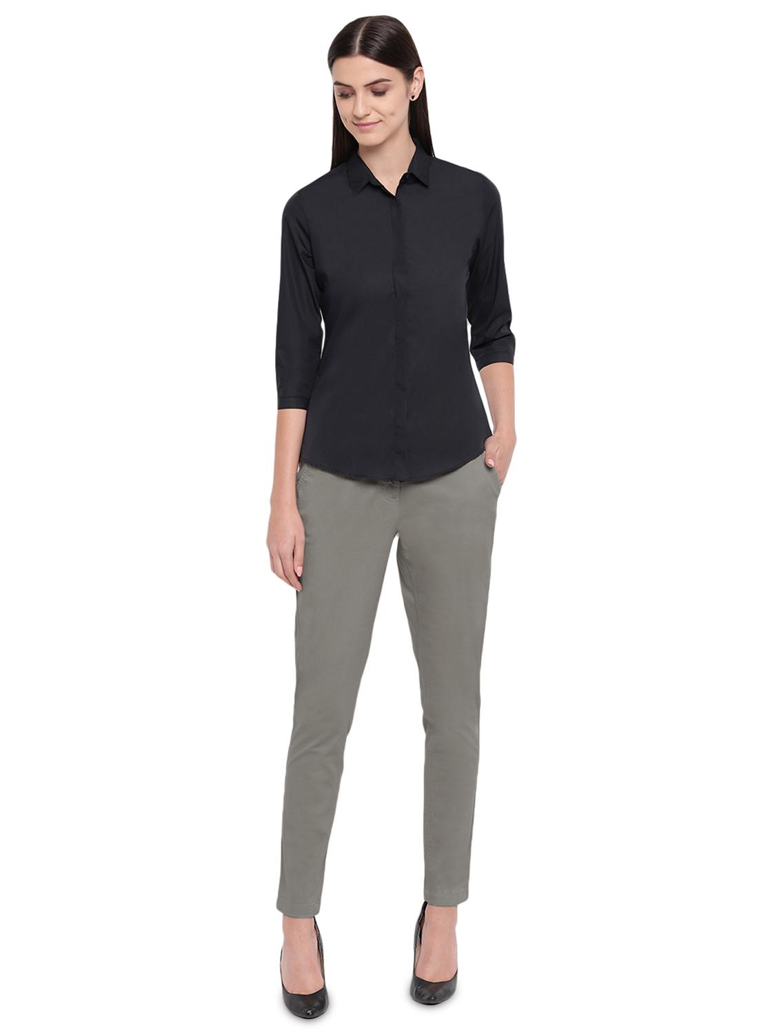 curved hem solid shirt - 16739123 - Standard Image - 3