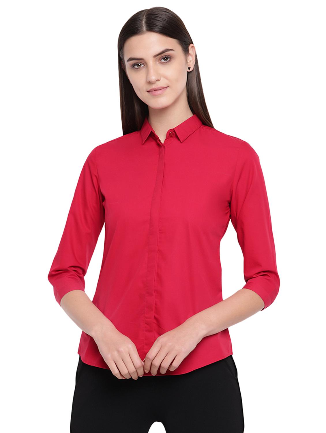 curved hem solid shirt - 16739124 - Zoom Image - 0
