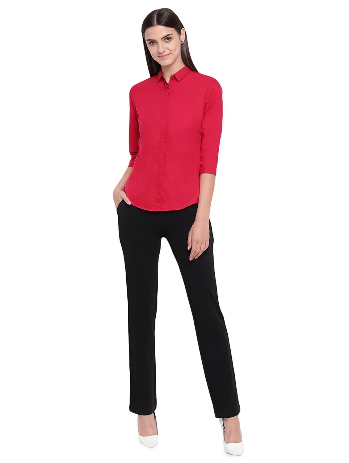 curved hem solid shirt - 16739124 - Standard Image - 3