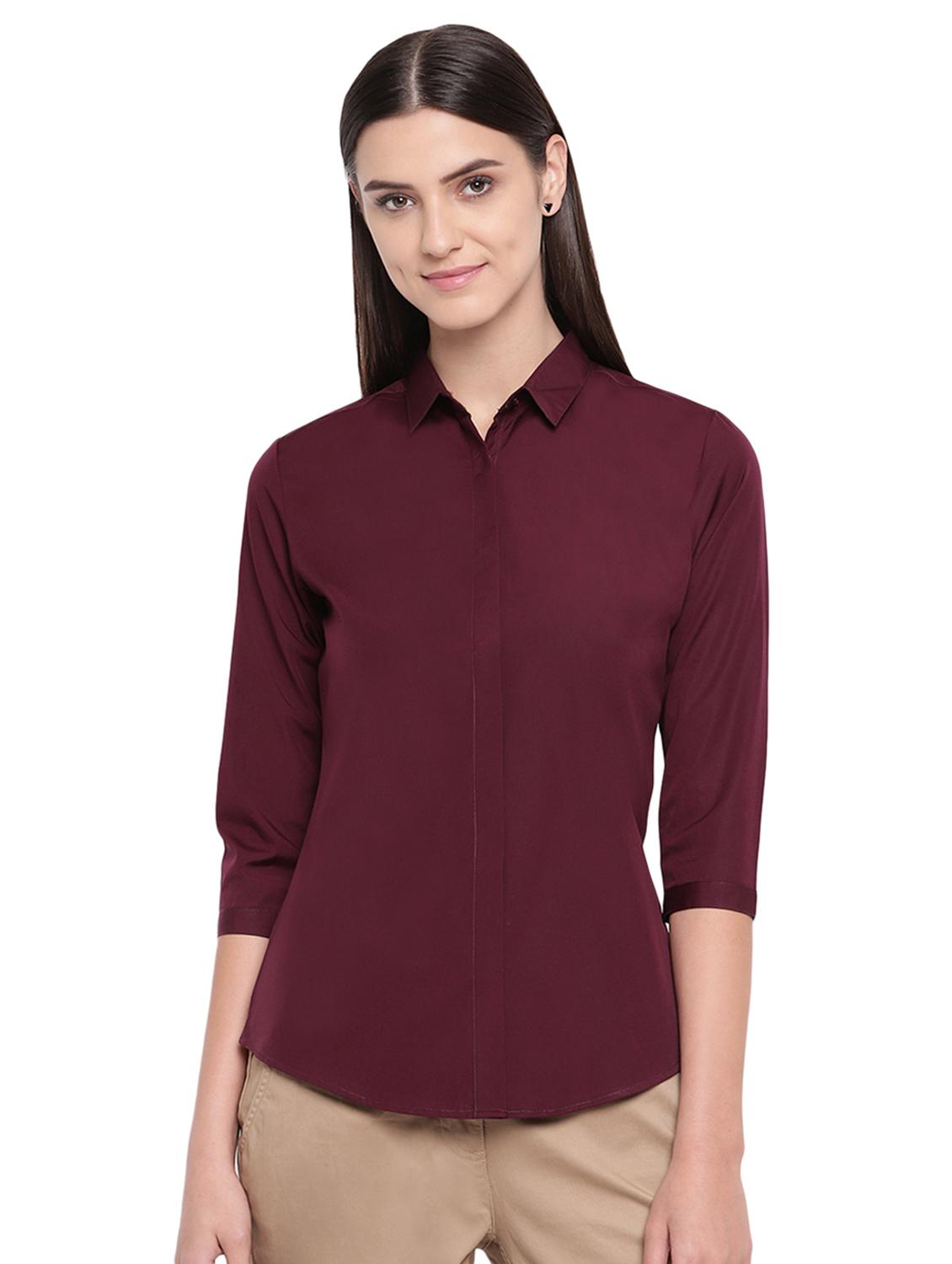 curved hem solid shirt - 16739126 - Zoom Image - 0