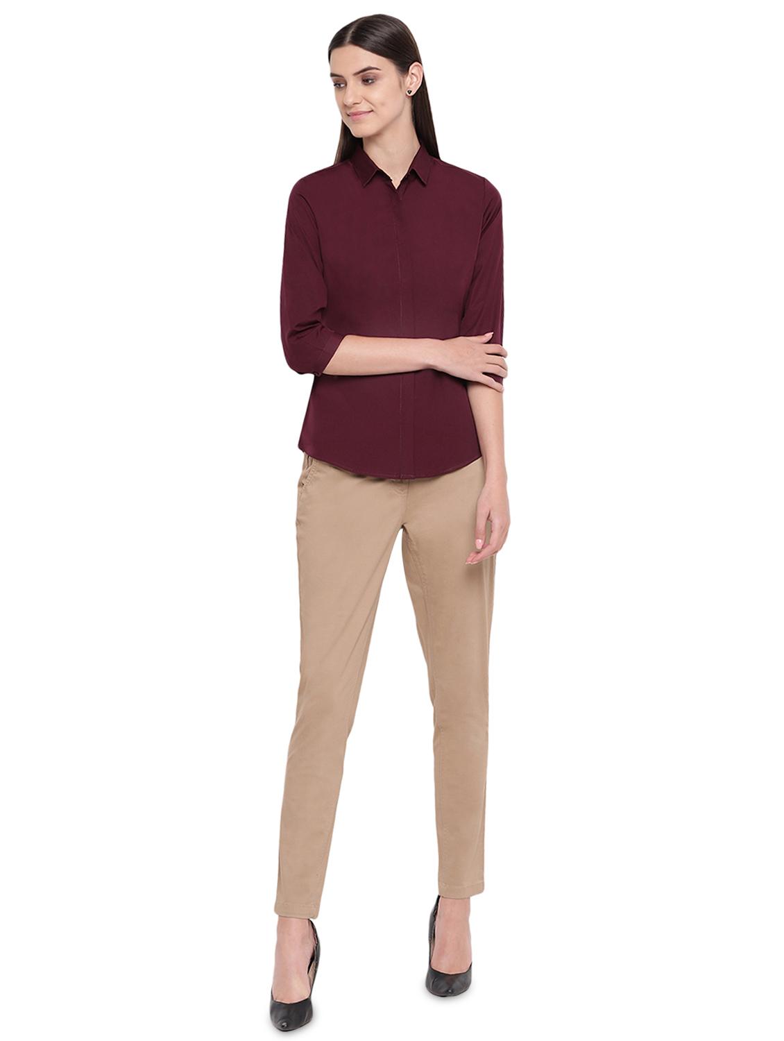 curved hem solid shirt - 16739126 - Standard Image - 3